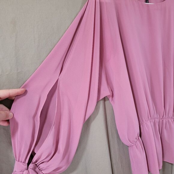 W118 by Walter baker size small pink split long sleeve peplum top - Picture 3 of 12